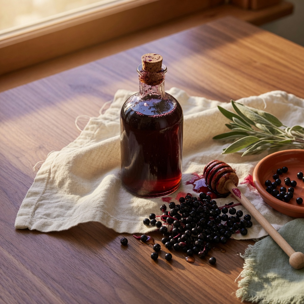 Elderberry kitchen syrup